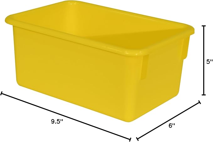Wood Designs Cubby Storage Bin, Heavy Duty Plastic Containers for Kids Yellow Cubby Tray Set of 25