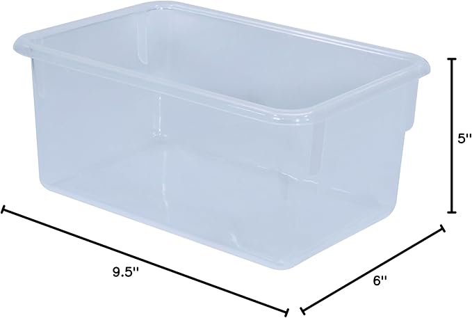 Wood Designs Cubby Storage Bin, Heavy Duty Plastic Containers for Kids Translucent Clear Cubby Tray Set of 10