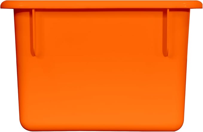 Wood Designs Cubby Storage Bin, Heavy Duty Plastic Containers for Kids Orange Cubby Tray Set of 10