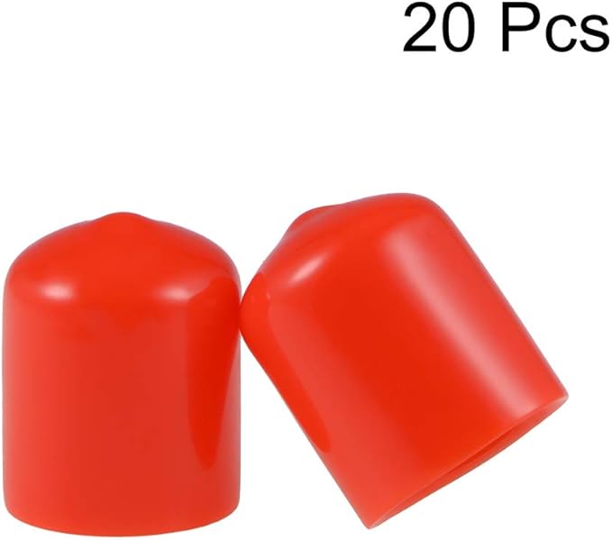 uxcell 20pcs Rubber End Caps 19mm ID Vinyl Round Tube Bolt Cap Cover Thread Protectors Red