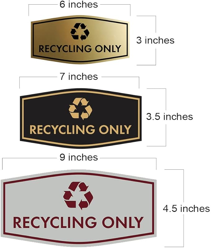 Fancy Recycling Only Sign (Blue) - Small