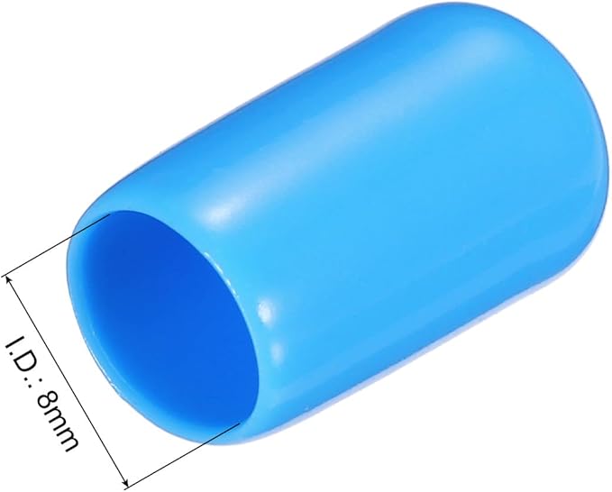uxcell 20pcs Rubber End Caps 8mm(5/16") ID Vinyl PVC Round Tube Bolt Cap Cover Screw Thread Protectors,Light Blue