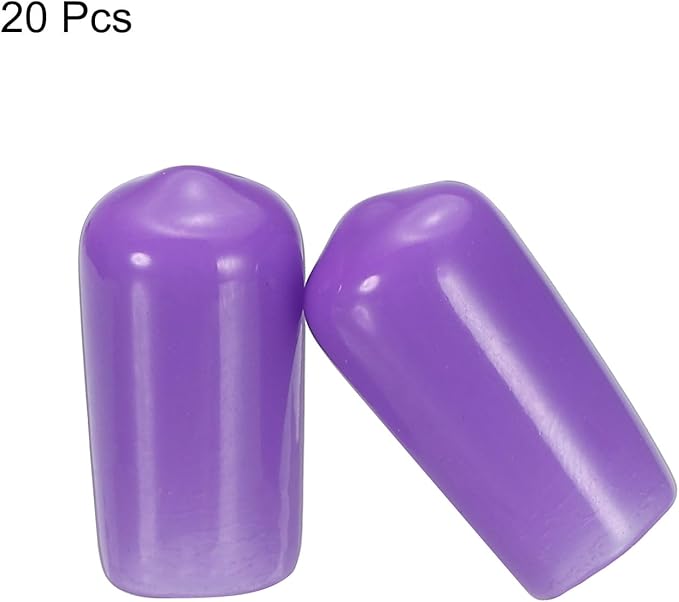 uxcell 20pcs Rubber End Caps 10mm(3/8") ID Vinyl PVC Round Tube Bolt Cap Cover Screw Thread Protectors,Purple