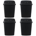 4 Pack 40 Liter Swing Lid Kitchen Garbage Can, Plastic Trash Can with Lid, Black