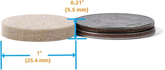 Furnigear Felt Furniture Pads for Hardwood Floors - Self Adhesive Chair Felt Pads, Floor Protector for Furniture Feet, Furniture Sliders Moving Your Furniture Smoothly - Anti Scratch 108 Pcs 1" Round