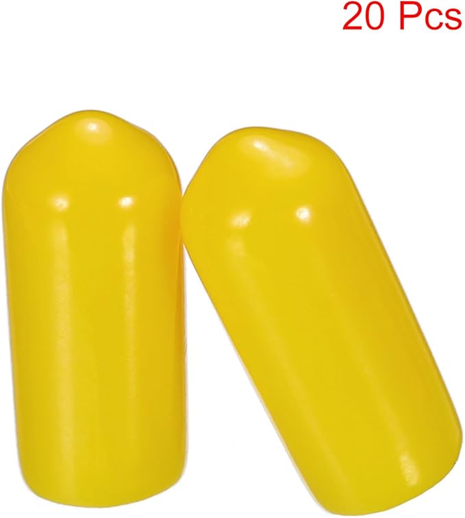 uxcell 20pcs Rubber End Caps 6mm(1/4") ID Vinyl PVC Round Tube Bolt Cap Cover Screw Thread Protectors Yellow