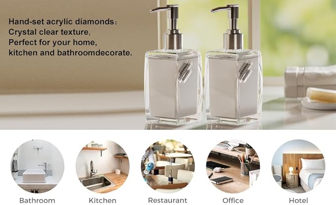 2 Pack Soap Dispenser,soap Dispenser for Kitchen Sink,soap Dispenser Bathroom with ABS Pump,Dish soap Dispenser,250ml (8.8oz) Refillable Pump Bottle Plastic for Liquid Soap、 Shampoo、 Body Wash,