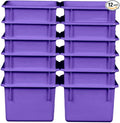 Wood Designs Cubby Storage Bin, Heavy Duty Plastic Containers for Kids Purple Cubby Tray Set of 12