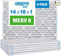 Aerostar 14x18x1 MERV 8 Pleated Air Filter, AC Furnace Air Filter, 6 Pack (Actual Size: 13 3/4" x 17 3/4" x 3/4")
