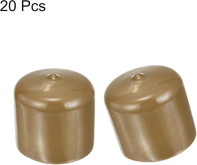 uxcell 20pcs Rubber End Caps 46mm ID Vinyl PVC Round Tube Bolt Cap Cover Screw Thread Protectors Light Brown