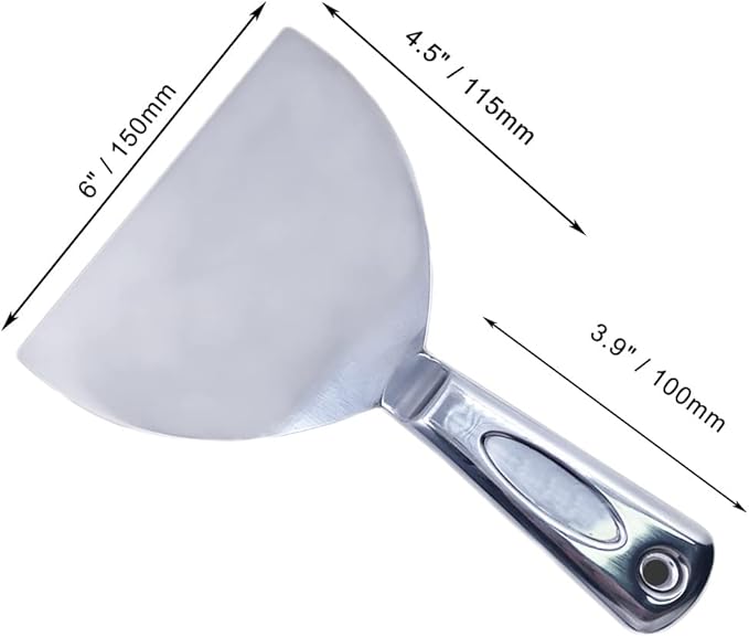 Flex All Stainless Steel Joint Knife Putty Scraper,6-Inch Professional Grade 420 stainless steel, All-Metal, Precision Ground Edge Putty Knife Tape Knife (6")