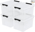 Zopnny 40 Quart Clear Latching Box with Wheels, Plastic Storage Containers with Lids, 4 Pack