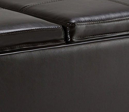 SIMPLIHOME Avalon 35 inch Wide Contemporary Rectangle 5 Pc Storage Ottoman in Tanners Brown Vegan Faux Leather, Assembled, for the Living Room, Entryway and Family Room