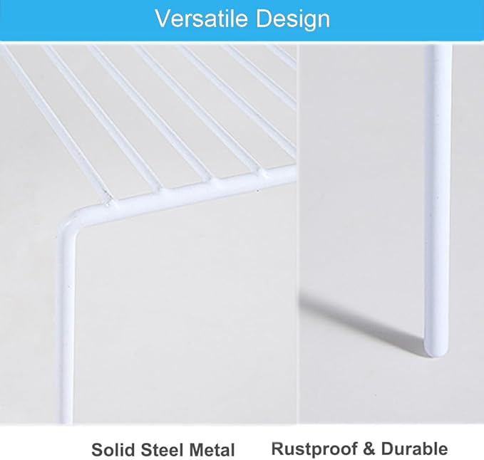 iPEGTOP Large (15.7 x 9.4 Inch) Kitchen Freezer Cabinet Storage Shelf, Set of 4 Rustproof Metal Wire Shelves Spice Shelf Rack Cupboard Organizer for Fridge Pantries Countertops Utensils, White