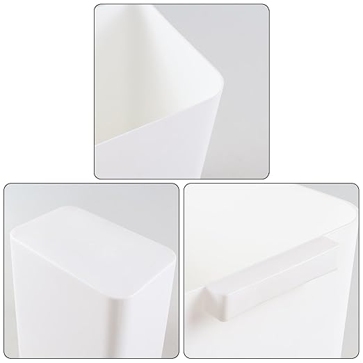 4.5 Gallon Plastic Wastebasket, Set of 3 Durable Open Top Garbage Can, Slim Trash Container Bin, White