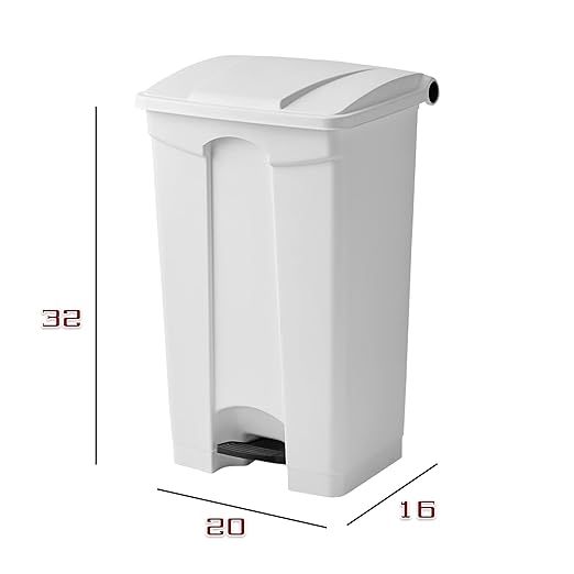 PRO&Family Step-On Trash Can with Lid, Plastic Waste Bin, Foot Pedal Operation (White, 23 Gallon)