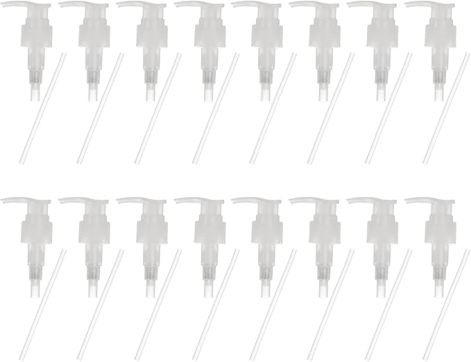 uxcell 16 Pcs Soap Dispenser Pump Heads Soap Dispensers Top Pumps Replacement Switch Pumphead for Standard 24/418 Neck Size Lotion Shampoo Bottle, Transparent