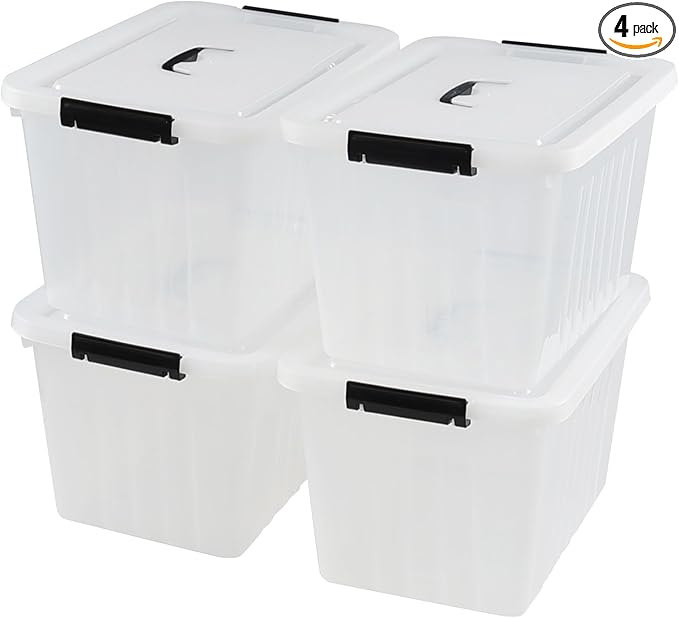 Asking 18 L Clear Plastic Storage Box with Handle, 4-Pack