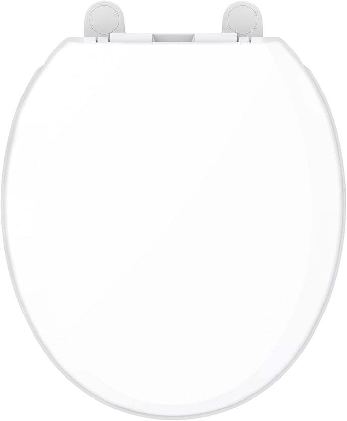 Gerber Round Front Toilet Seat with Cover, Soft Close, No Slam, Quick & Easy Install, Heavy-Duty Plastic, Durable & Fade-Resistant, White GC550129