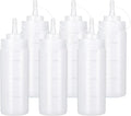 Condiment Squeeze Bottles Ketchup Dispenser, 6 Pack 12oz Squeeze Bottles for Liquids, Plastic Sauce Bottle with Cap Lid, Squirt Bottles for Sauces Liquids BBQ Dressing Pancake Art