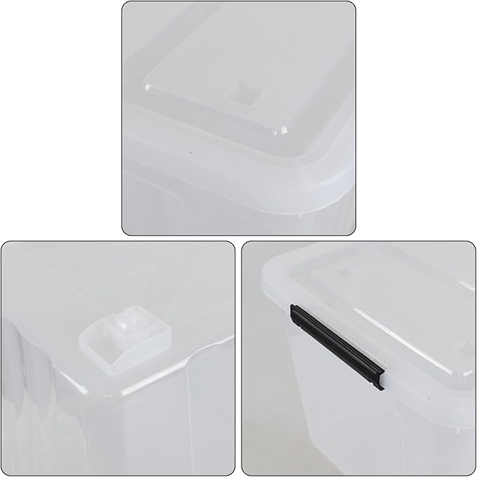 70 Quart Clear Plastic Large Storage Box with Wheels, 4-Pack Plastic Storage Bins with Lids