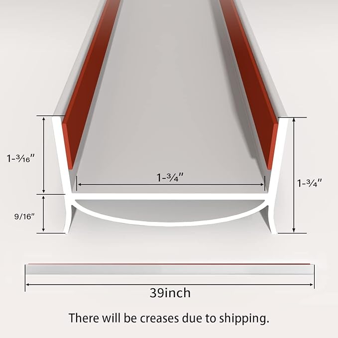 Door Draft Stopper, Strong Adhesive Door Sweep for Exterior and Interior Doors, 39” Length Cuttable Under Door Seal. (White, 2 Pack)