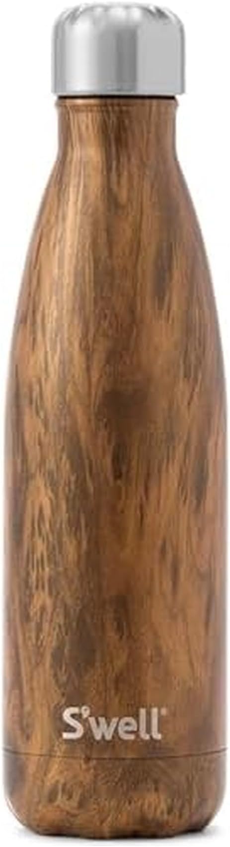 S'well Stainless Steel Water Bottle, 17oz, Teakwood, Triple Layered Vacuum Insulated Containers Keeps Drinks Cold for 36 Hours and Hot for 18, BPA Free, Perfect for On the Go