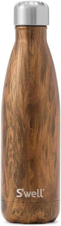 S'well Stainless Steel Water Bottle, 17oz, Teakwood, Triple Layered Vacuum Insulated Containers Keeps Drinks Cold for 36 Hours and Hot for 18, BPA Free, Perfect for On the Go