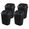 18 Gallon Plastic Garbage Bin with Swing Lid, Set of 4 Large Trash Can, Black