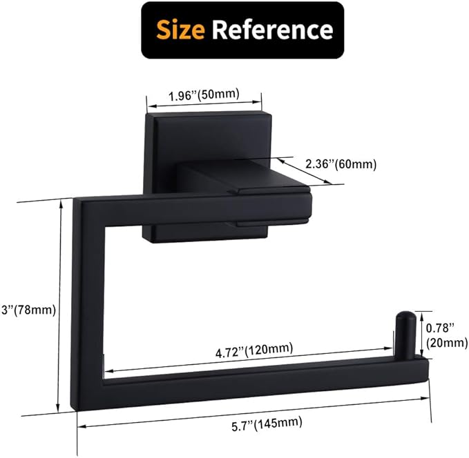 Matte Black Toilet Paper Holder SUS 304 Stainless Steel Wall Mounted Toilet Tissue Roll Holder for Bathroom