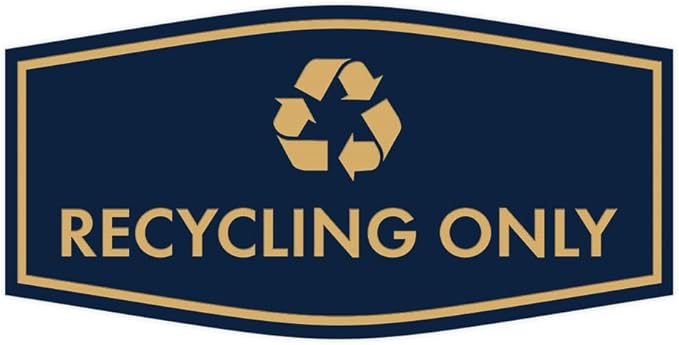 Fancy Recycling Only Sign (Navy Blue/Gold) - Medium