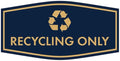 Fancy Recycling Only Sign (Navy Blue/Gold) - Small