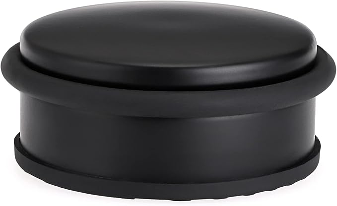 Sumnacon Heavy Duty Floor Door Stopper No Drill, Durability Stainless Steel Door Stops with Anti-Skid Rubber - Contemporary Decorative Safety Doorstop for Home Office Commercial Industrial, Black