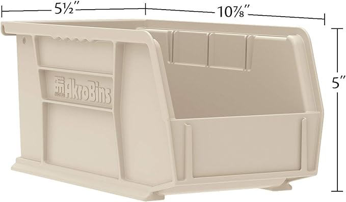 Akro-Mils 30230 AkroBins Plastic Storage Bins, Space-Saving Stackable Bins for Garage, Pantry, Craft Organization, 11-" x 5-" x 5-", Clear, 12-Pack