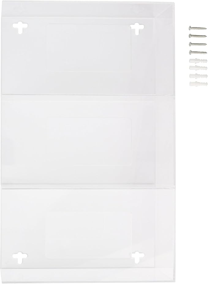 AMERICAN HOSPITAL SUPPLY Wall-Mount Triple Glove Dispenser | Clear Acrylic Glove Box Holder with Individual Compartments | Triple Layer | 17x11x5 in | Gloves Sold Separately