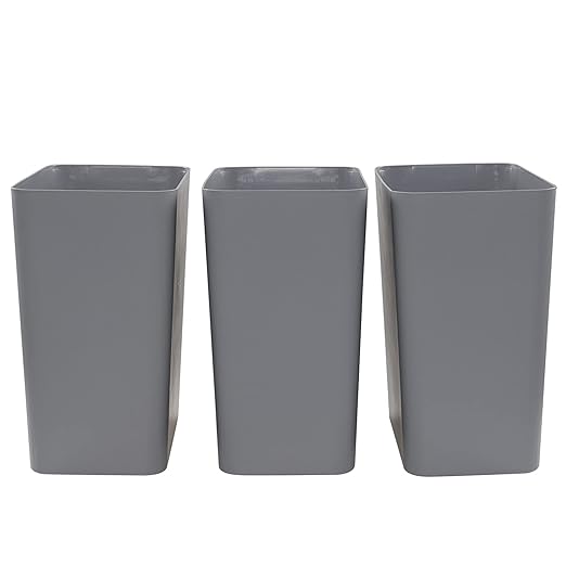 3-Pack 4.5 Gallon Trash Can, Gray Waste Bin for Under Desk, Kitchen, Home, Office