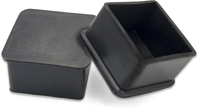 Flyshop Heavy Duty Non-Slip Rubber Leg Tips Floor Protectors Square Chair Leg Caps 50 x 50 mm, 2" x 2", Black, 20PCS