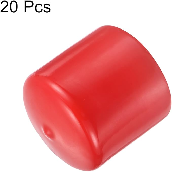 uxcell 20pcs Rubber End Caps 46mm ID Vinyl Round Tube Bolt Cap Cover Thread Protectors Red