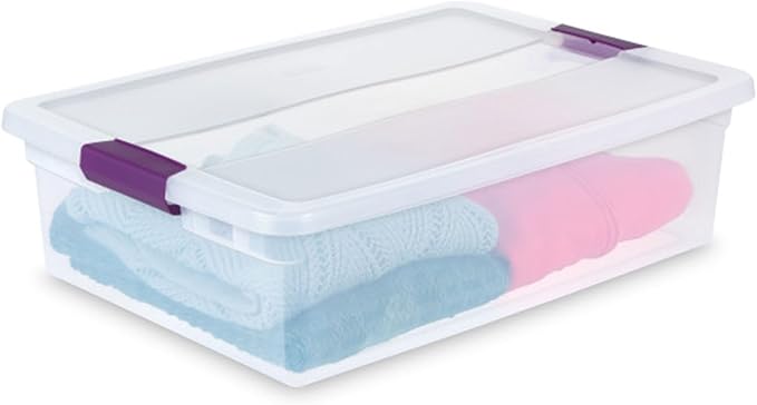 Sterilite 24-Pack ClearView Latch Box, Stackable Storage Organizer Bins for Home, 32 Quart