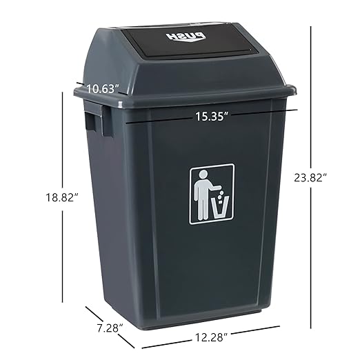 Morcte 4-Pack 13 Gallon Kitchen Trash Can with Swing Lid, Plastic Kitchen Garbage Can, Gray