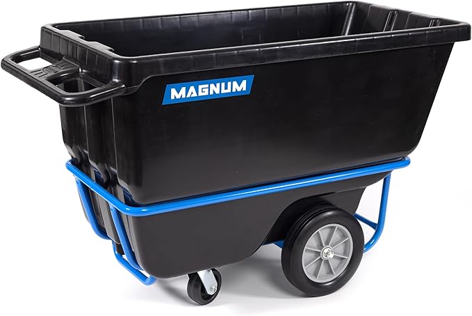 Tilt Truck, 1/2 Cu. Yd. Capacity Dump Cart with Heavy Duty 12” Wheels & 5” Casters & Forklift-able Frame for Jobsites, 850 lbs, Trash Cart with Wheels DUC12T-F-04PK (4-Pack)