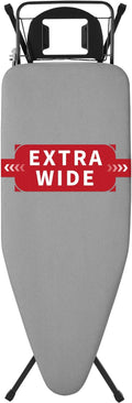 Extra Wide Full Size Ironing Board 57" L X18 W, Multifunctional Sturdy Ironing Board with Iron Rest, Foldable Adjustable Iron Board with Heat Resistant Cover, Enhanced Stability, Black Grey.
