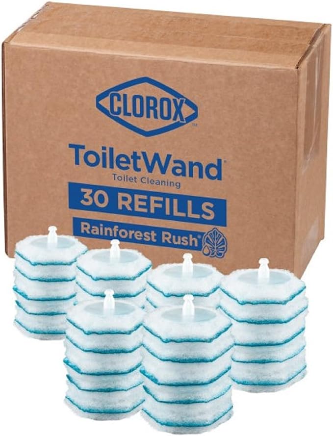 Clorox ToiletWand Disinfecting Refills, Rainforest Rush, Dorm Room Essentials, 30 Ct