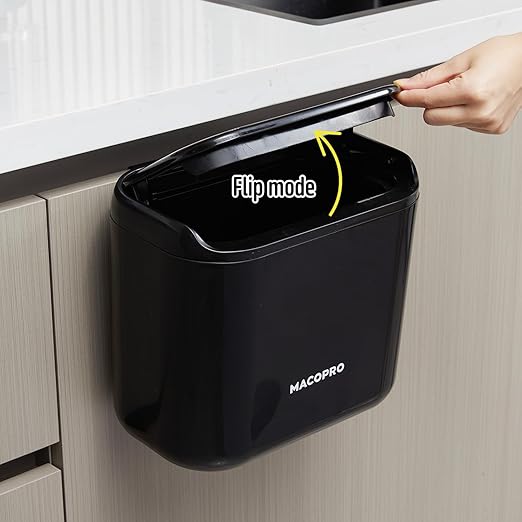 Hanging Small Trash Can with Lid Under Sink for Kitchen, Food Waste Bin for Countertop Compost Bin with Lid, Wall Mount Mountable Garbage Can for Bathroom, RV, 6.8L/1.8 Gal