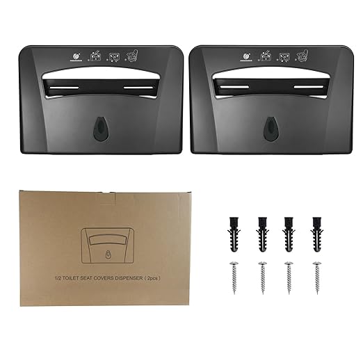 Toilet Seat Cover Dispenser (2-Pcs), Wall Mounted Compatible with Half-fold, CHUANGDIAN, Dark Grey x 2 Pcs