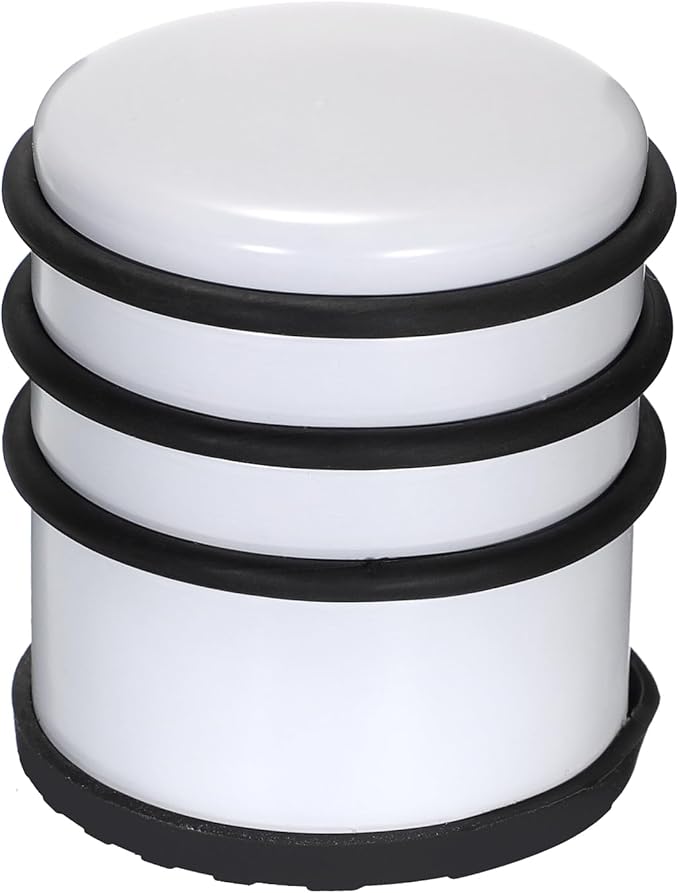 Sumnacon Heavy Duty Floor Door Stopper No Drill - Durability Stainless Steel Door Stop with Anti-Skid Rubber - Contemporary Safety Doorstop for Home Office Commercial Industrial,White