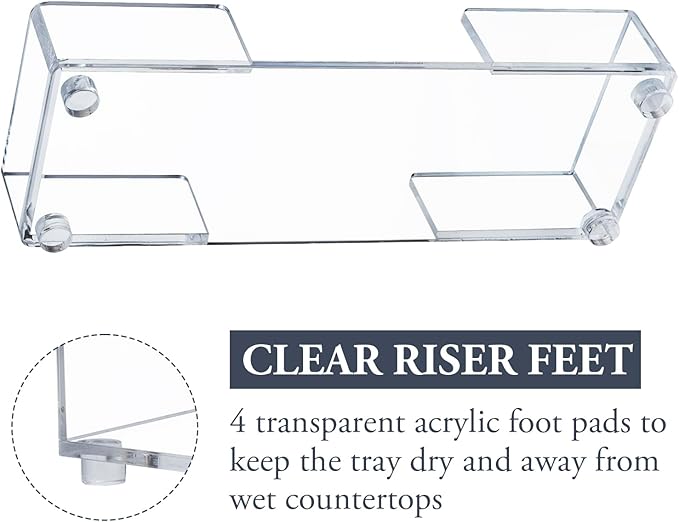MyGift Modern Premium Clear Acrylic Bathroom Paper Towel Holder for Trifold, Z-Fold and Multifold, Commercial Grade Countertop Disposable Folded Napkin Dispenser Tray for Home, Office, or Business