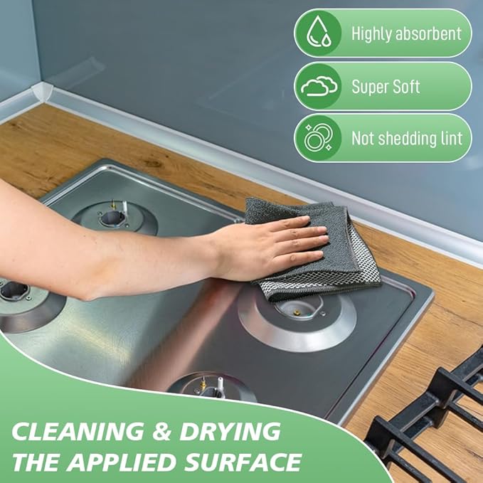 SINLAND Microfiber Dish Cloths Wash Clothes for Kitchen Best Kitchen Cloths Cleaning Cloth Poly Scour Side 12"x12" (10Pack, Dark Grey)