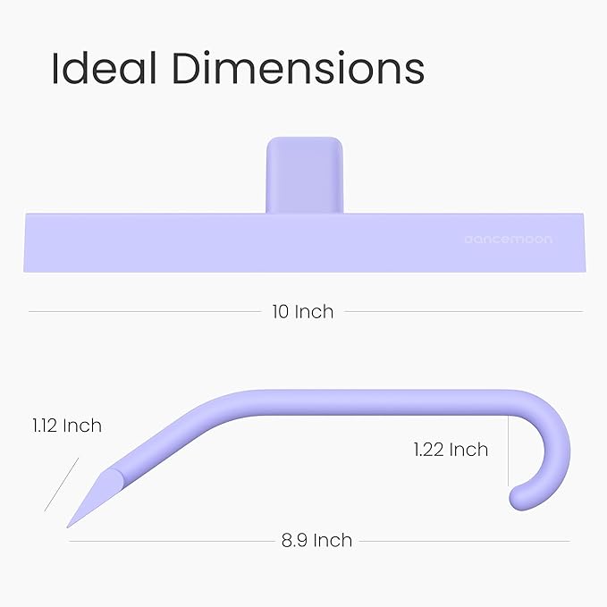 dancemoon JustHang Shower Squeegee for Glass Doors, All-one-Piece Silicone with Built-in Hook Design for Easy Hanging and Cleaning, 10 Inch Purple
