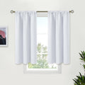 BGment Room Darkening Curtains 45 Inches Length - Rod Pocket Short Window Drapes Thermal Insulated for Bedroom Kitchen Cafe, Greyish White, 34 x 45 Inch, 2 Panels